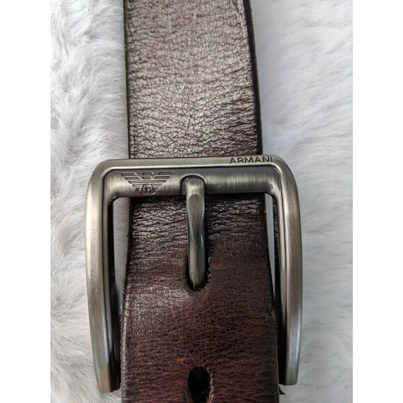Giorgio Armani Brown Leather Belt Men's Size 42 - Picture 4 of 7